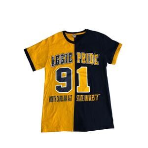 Vintage NC A&T Aggies 100 Year Centennial Shirt Size S Color Block Blue Yellow